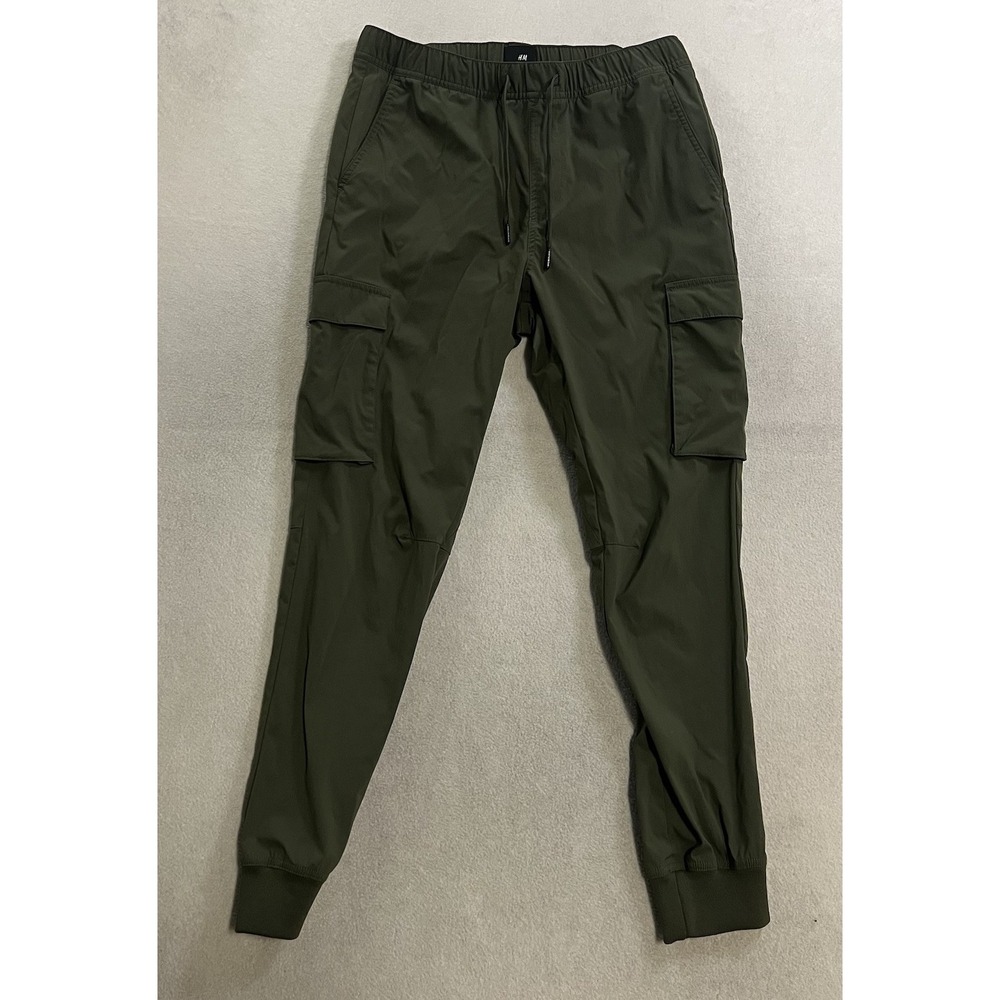H&M Cargo Jogger Pants Slim Fit Men's Small Hiking Outdoors Green Performance